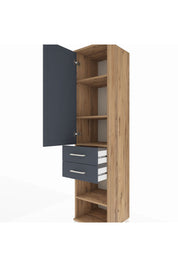 Hyperion Dolap 4 Raflı 2 Çekmeceli Tek Kapaklı 44x44x195 Çam-Antrasit