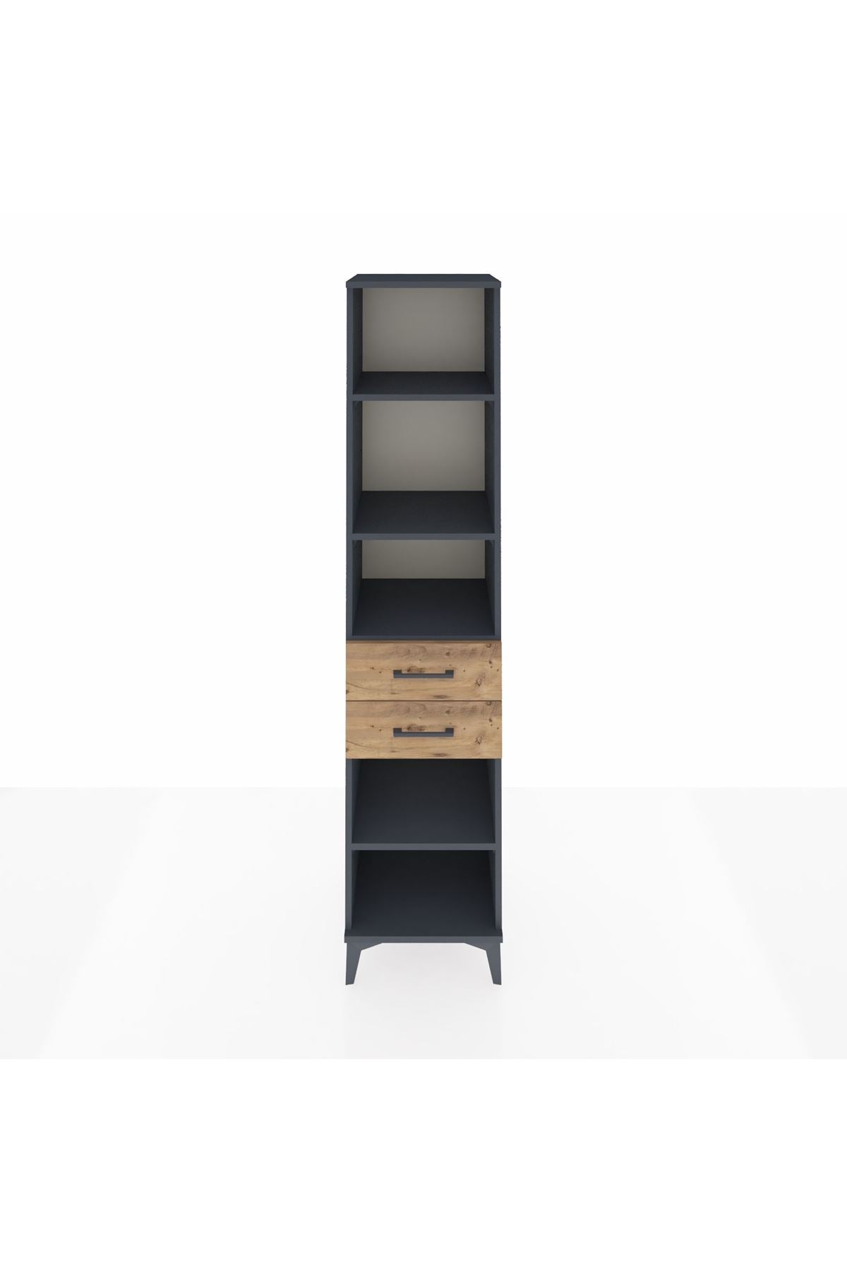 Hyperion Dolap 4 Raflı 2 Çekmeceli 44x44x195 Antrasit-Çam