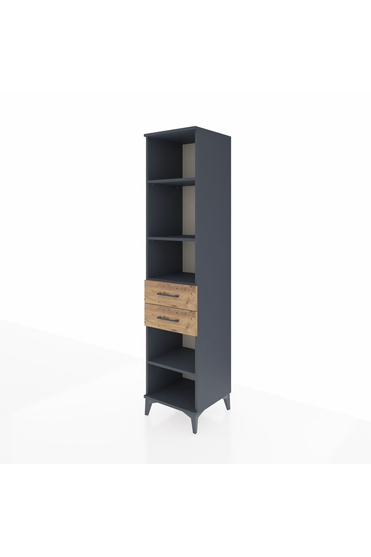 Hyperion Dolap 4 Raflı 2 Çekmeceli 44x44x195 Antrasit-Çam