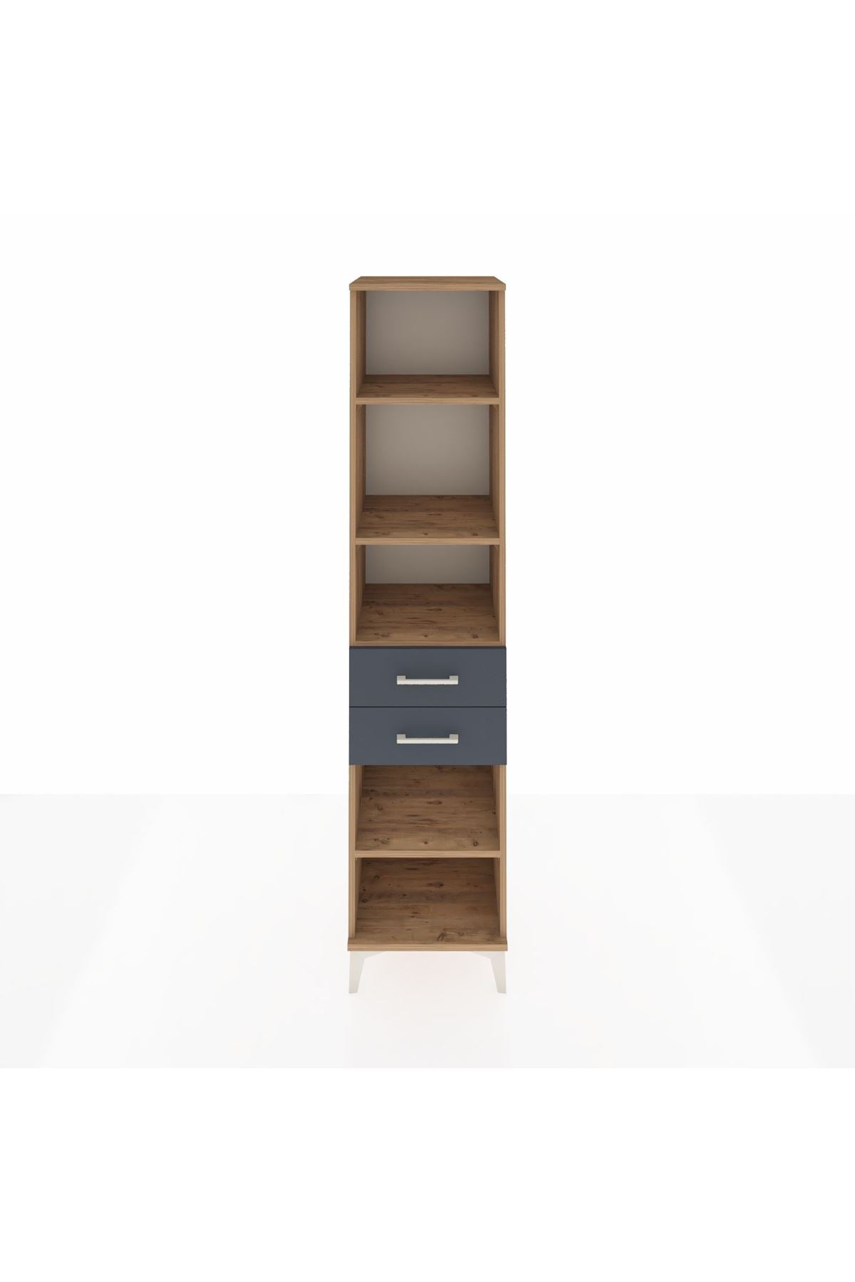 Hyperion Dolap 4 Raflı 2 Çekmeceli 44x44x195 Çam-Antrasit