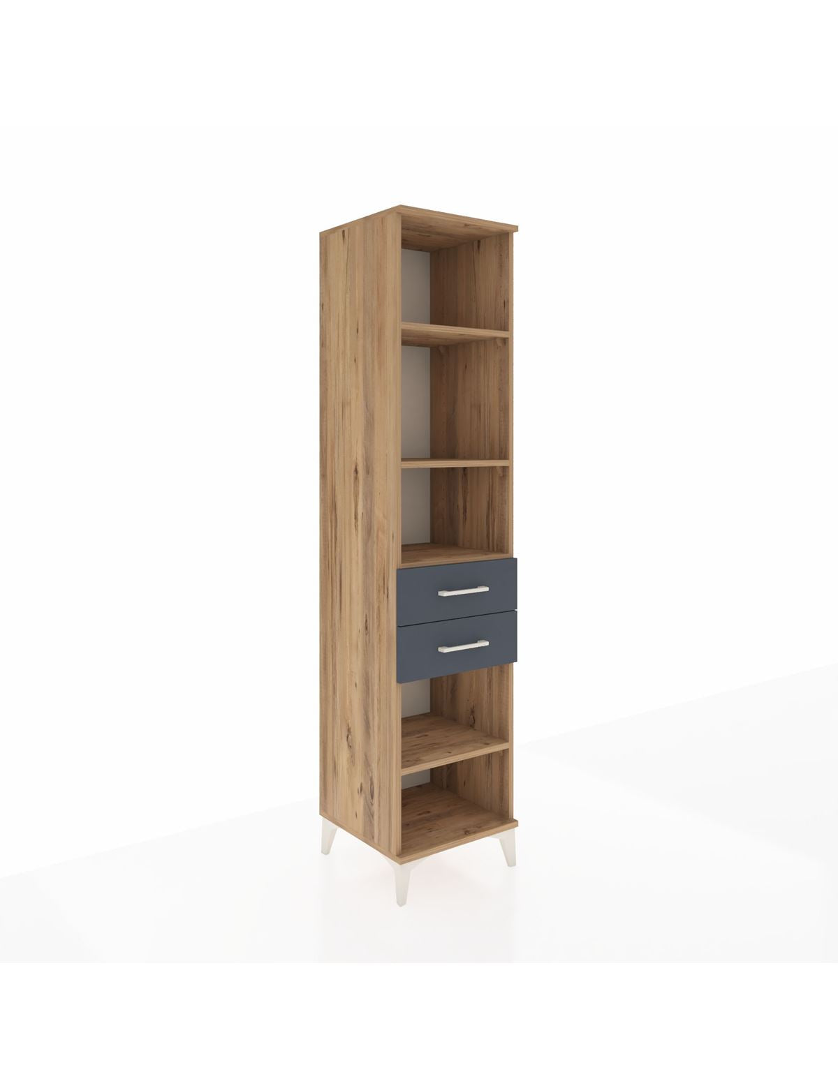 Hyperion Dolap 4 Raflı 2 Çekmeceli 44x44x195 Çam-Antrasit