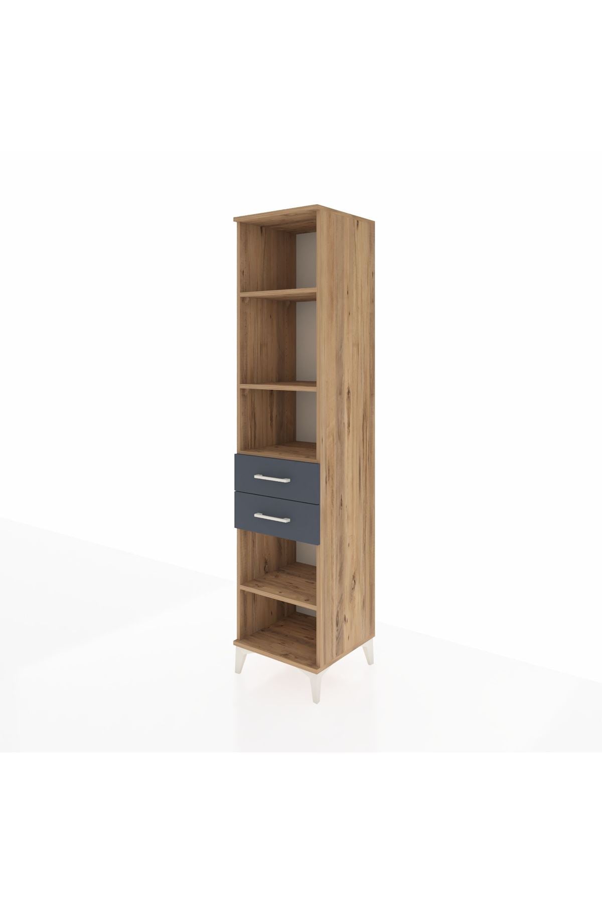 Hyperion Dolap 4 Raflı 2 Çekmeceli 44x44x195 Çam-Antrasit