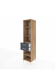 Hyperion Dolap 4 Raflı 2 Çekmeceli 44x44x195 Çam-Antrasit