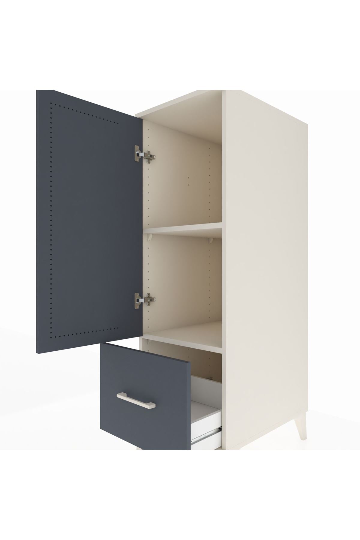 Kronos Dolap 2 Raflı Tek Çekmeceli Tek Kapaklı 44x59x134 Aytaşı-Antrasit