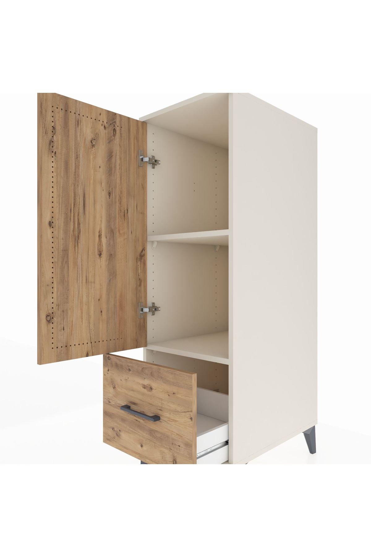 Kronos Dolap 2 Raflı Tek Çekmeceli Tek Kapaklı 44x59x134 Aytaşı-Çam