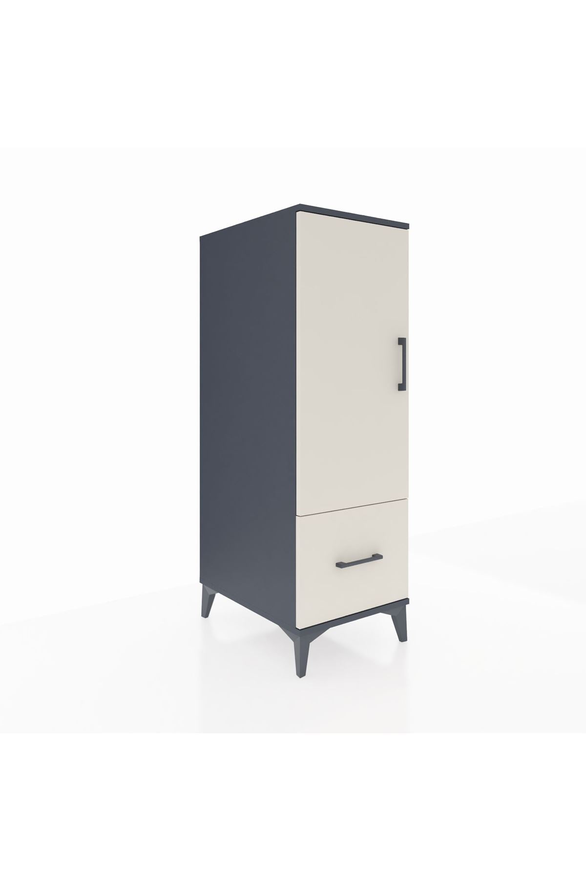 Kronos Dolap 2 Raflı Tek Çekmeceli Tek Kapaklı 44x59x134 Antrasit-Aytaşı