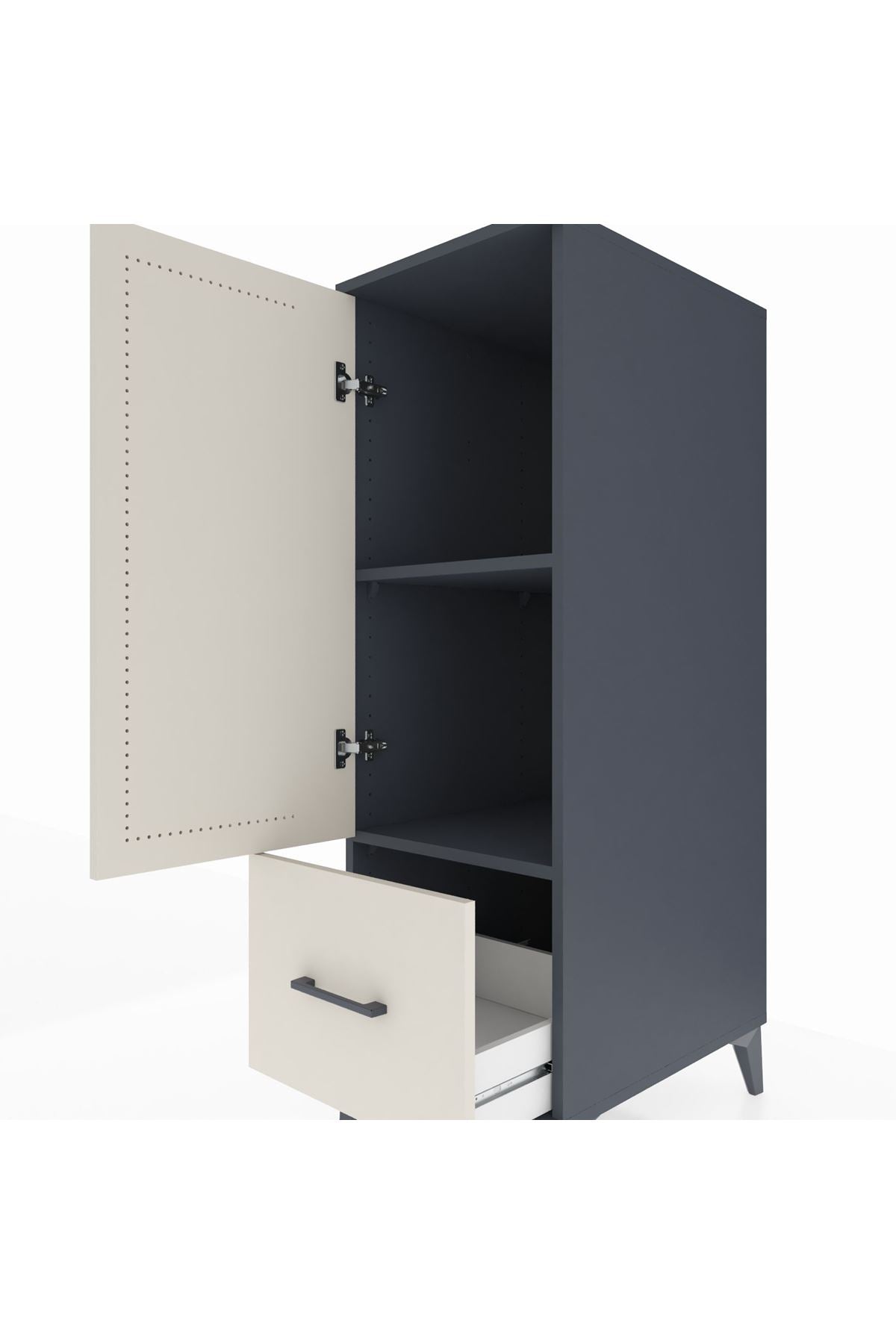 Kronos Dolap 2 Raflı Tek Çekmeceli Tek Kapaklı 44x59x134 Antrasit-Aytaşı