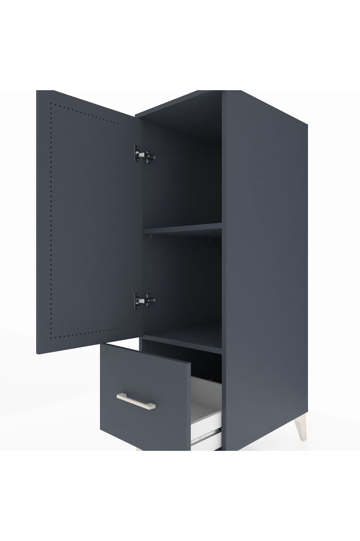 Kronos Dolap 2 Raflı Tek Çekmeceli Tek Kapaklı 44x59x134 Antrasit-Antrasit