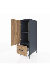 Kronos Dolap 2 Raflı Tek Çekmeceli Tek Kapaklı 44x59x134 Antrasit-Çam