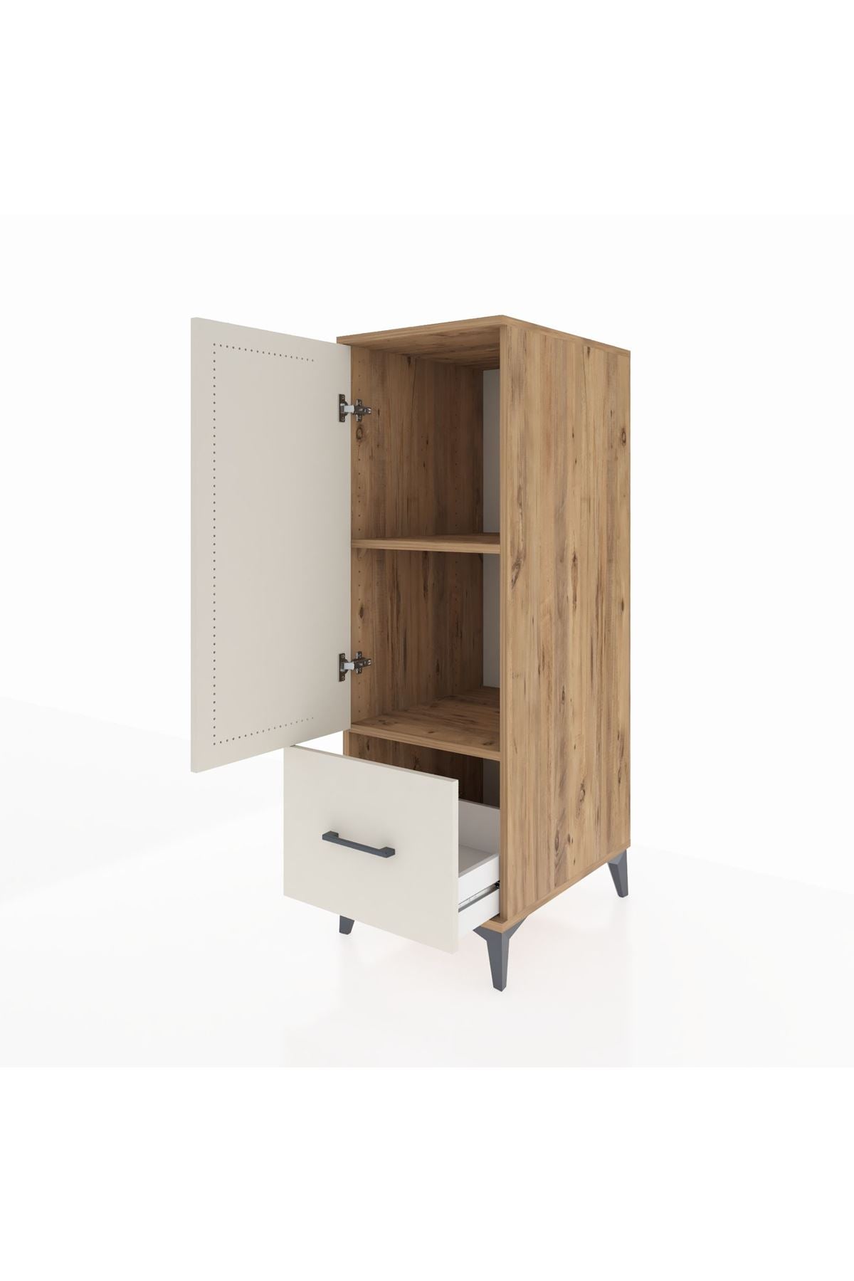 Kronos Dolap 2 Raflı Tek Çekmeceli Tek Kapaklı 44x59x134 Çam-Aytaşı