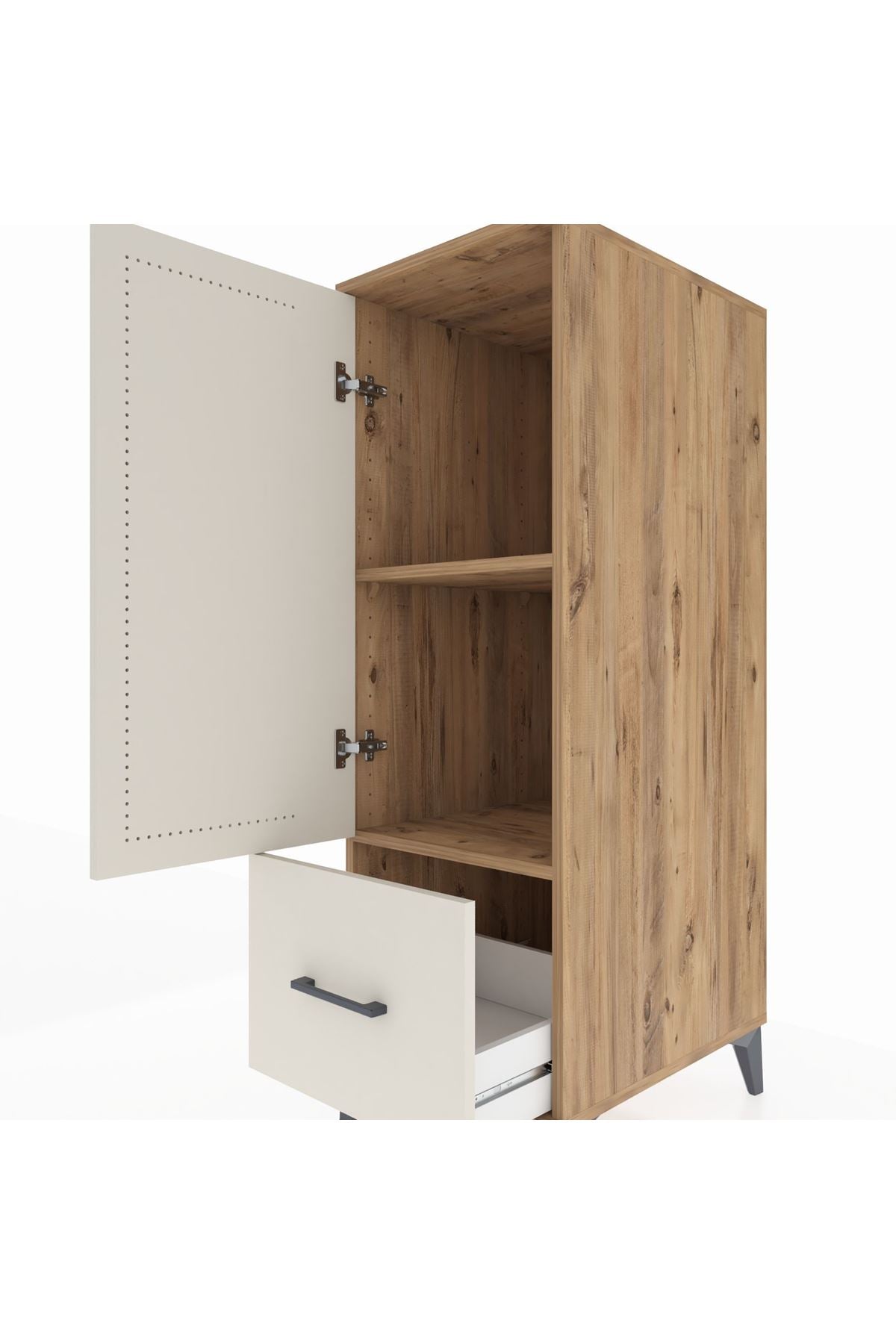 Kronos Dolap 2 Raflı Tek Çekmeceli Tek Kapaklı 44x59x134 Çam-Aytaşı