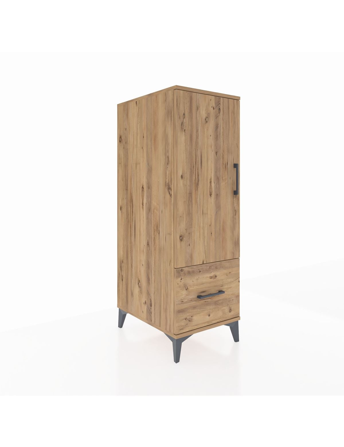 Kronos Dolap 2 Raflı Tek Çekmeceli Tek Kapaklı 44x59x134 Çam-Çam