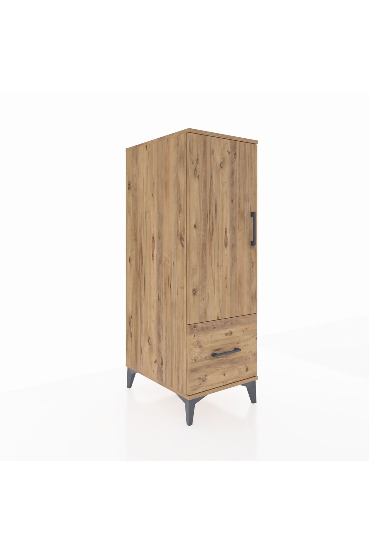 Kronos Dolap 2 Raflı Tek Çekmeceli Tek Kapaklı 44x59x134 Çam-Çam