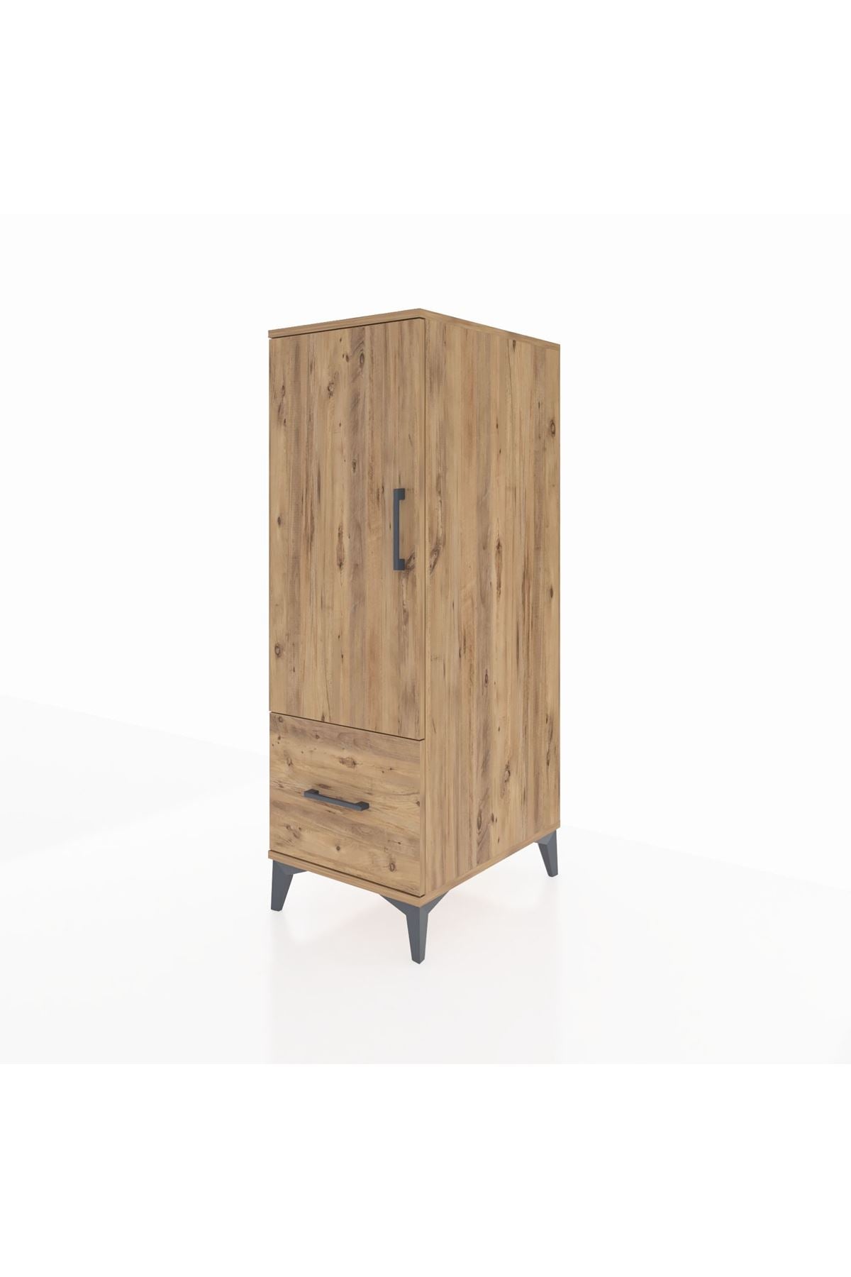 Kronos Dolap 2 Raflı Tek Çekmeceli Tek Kapaklı 44x59x134 Çam-Çam