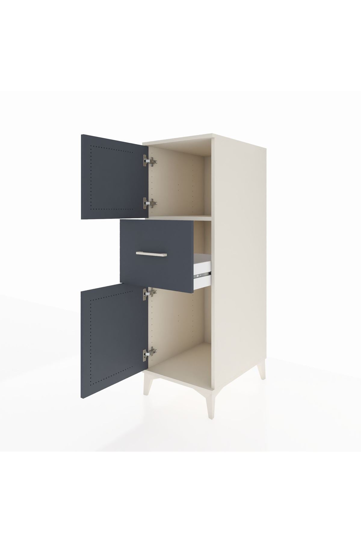 Kronos Dolap Tek Raflı Tek Çekmeceli 2 Kapaklı 44x59x134 Aytaşı-Antrasit