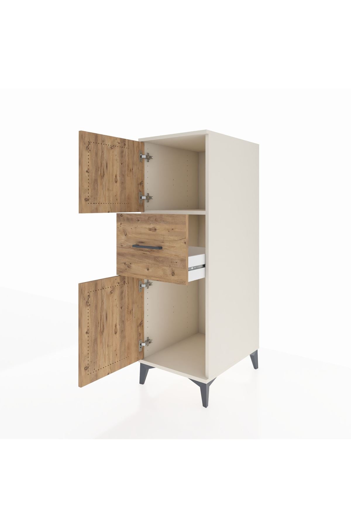 Kronos Dolap Tek Raflı Tek Çekmeceli 2 Kapaklı 44x59x134 Aytaşı-Çam