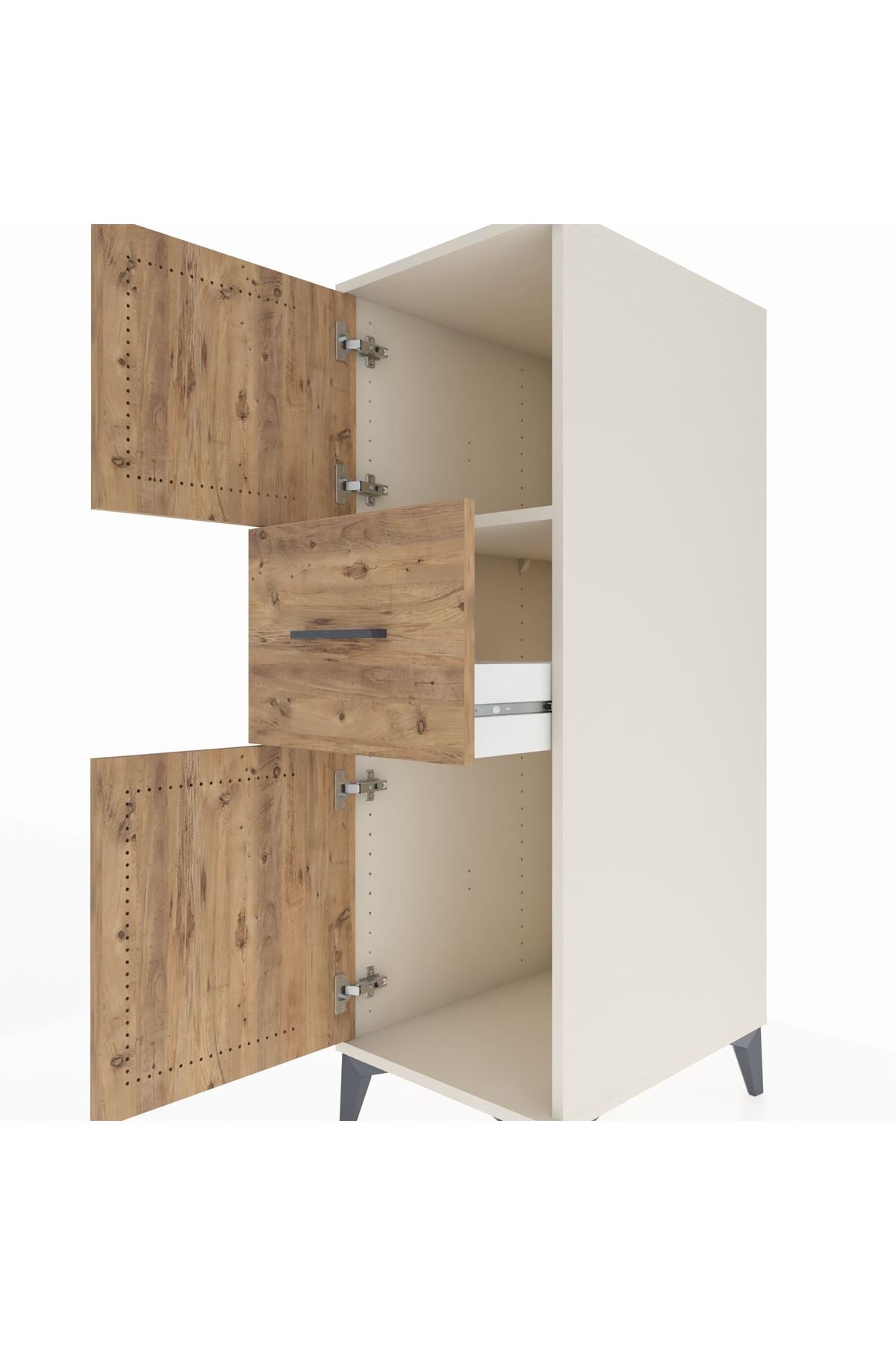 Kronos Dolap Tek Raflı Tek Çekmeceli 2 Kapaklı 44x59x134 Aytaşı-Çam