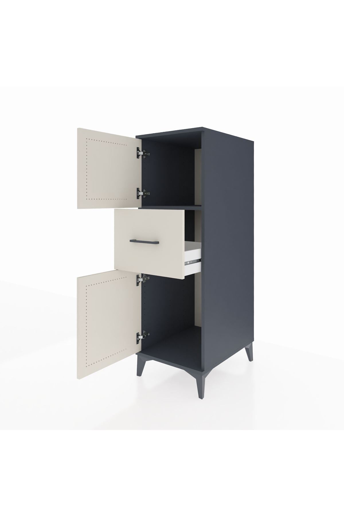 Kronos Dolap Tek Raflı Tek Çekmeceli 2 Kapaklı 44x59x134 Antrasit-Aytaşı