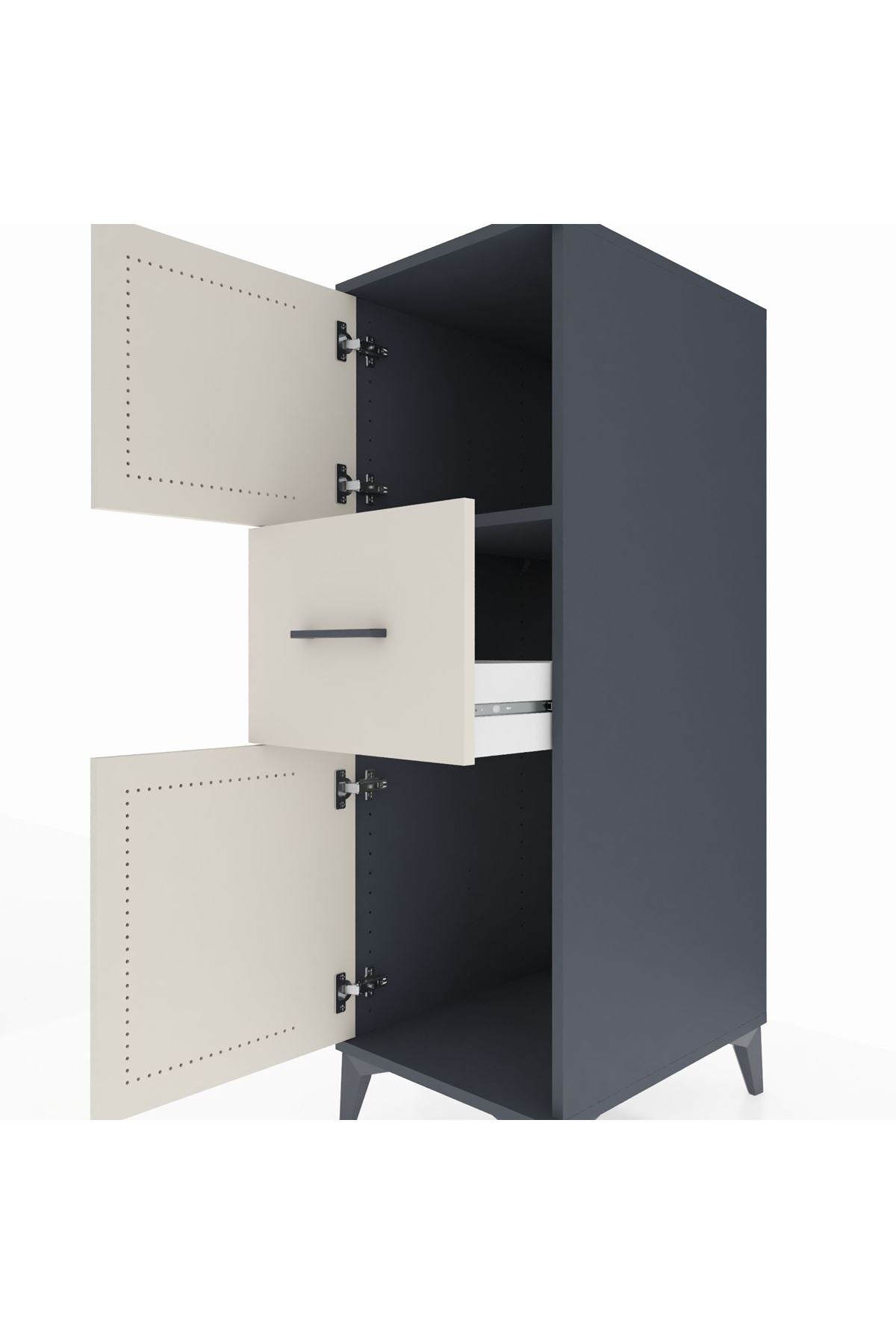 Kronos Dolap Tek Raflı Tek Çekmeceli 2 Kapaklı 44x59x134 Antrasit-Aytaşı