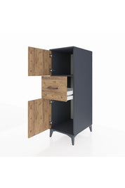 Kronos Dolap Tek Raflı Tek Çekmeceli 2 Kapaklı 44x59x134 Antrasit-Çam