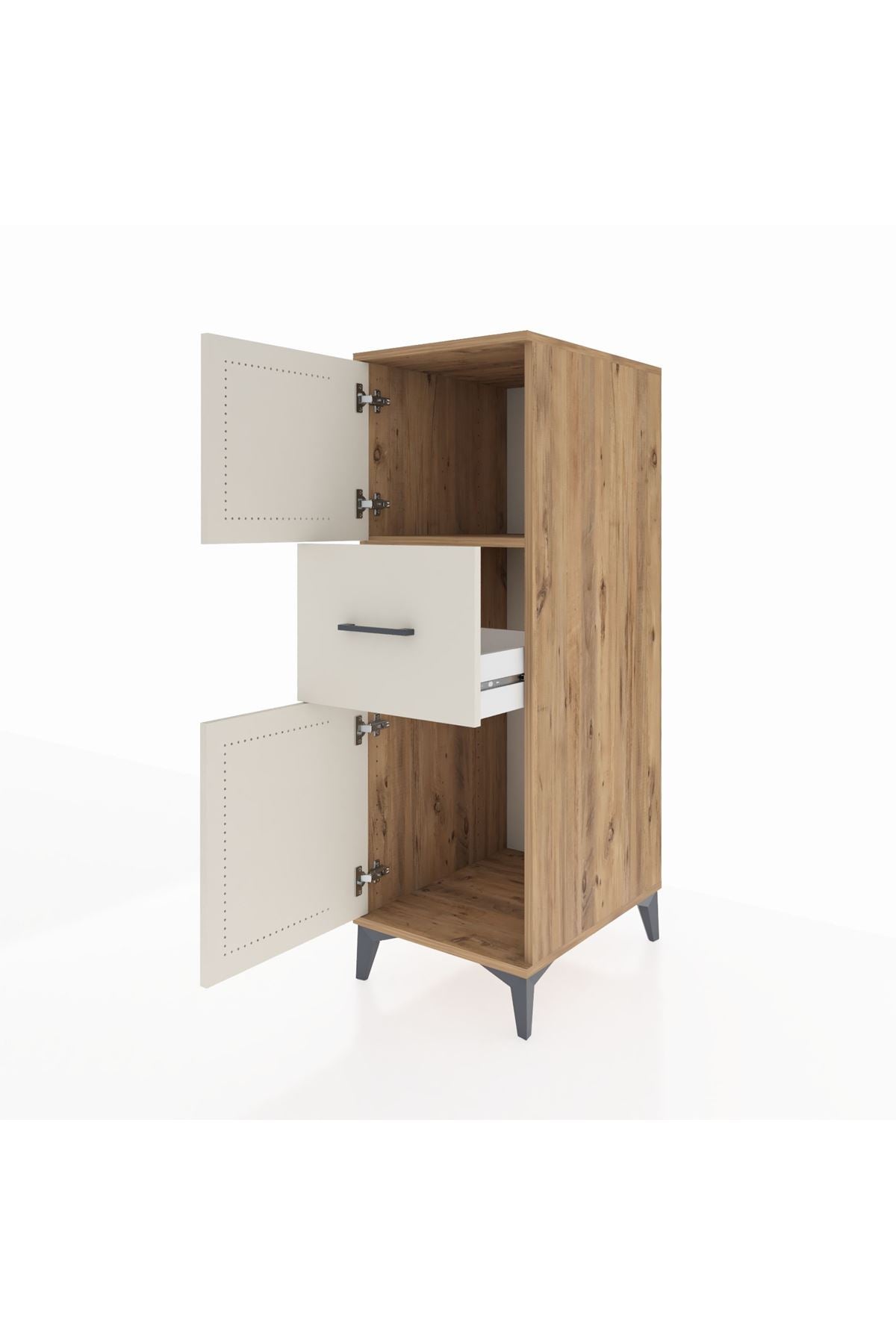 Kronos Dolap Tek Raflı Tek Çekmeceli 2 Kapaklı 44x59x134 Çam-Aytaşı