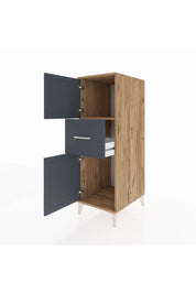 Kronos Dolap Tek Raflı Tek Çekmeceli 2 Kapaklı 44x59x134 Çam-Antrasit