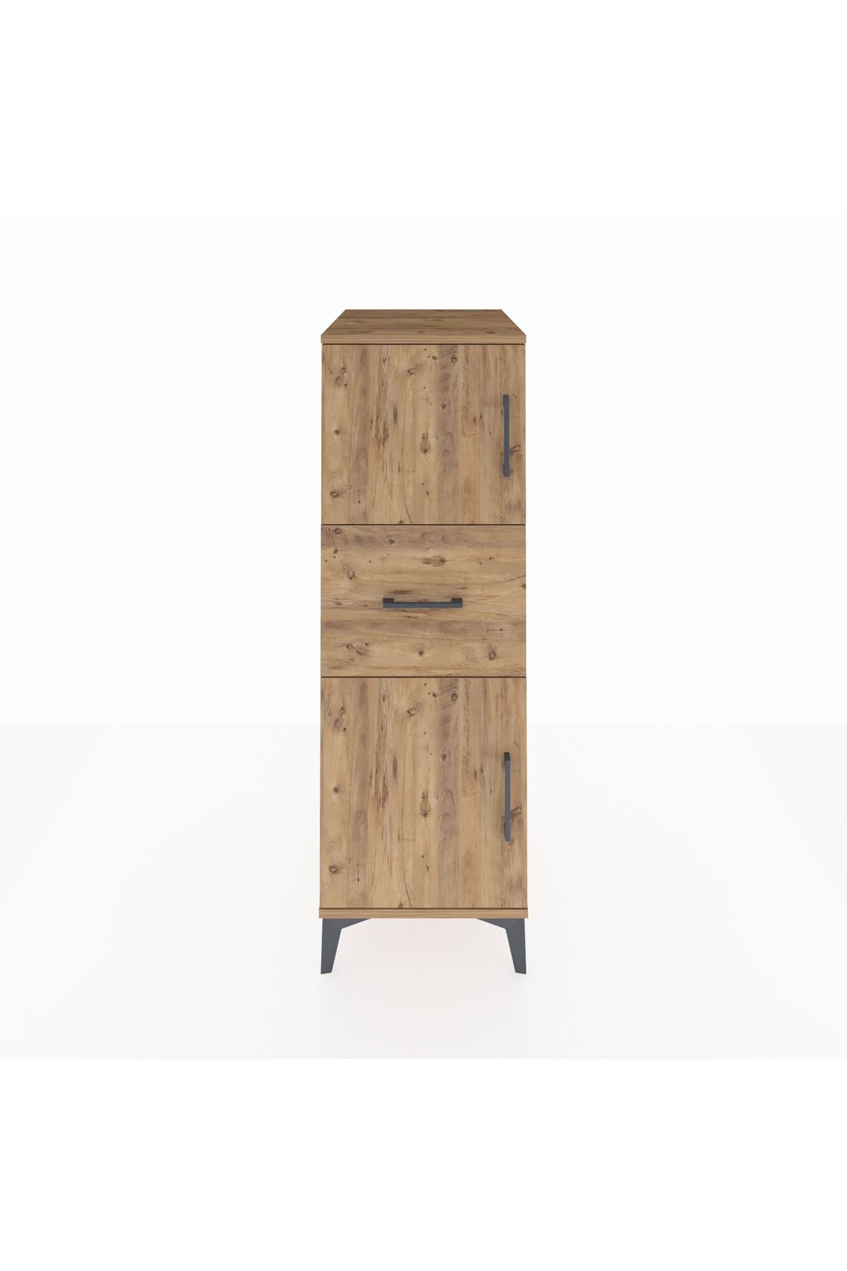 Kronos Dolap Tek Raflı Tek Çekmeceli 2 Kapaklı 44x59x134 Çam-Çam