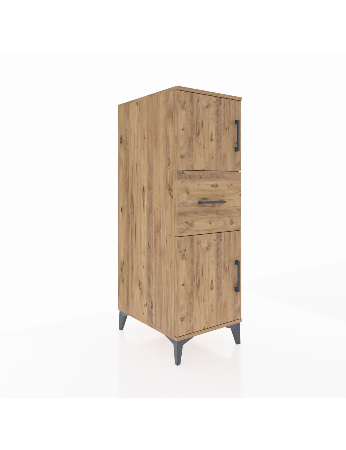 Kronos Dolap Tek Raflı Tek Çekmeceli 2 Kapaklı 44x59x134 Çam-Çam