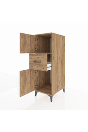 Kronos Dolap Tek Raflı Tek Çekmeceli 2 Kapaklı 44x59x134 Çam-Çam