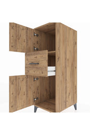 Kronos Dolap Tek Raflı Tek Çekmeceli 2 Kapaklı 44x59x134 Çam-Çam