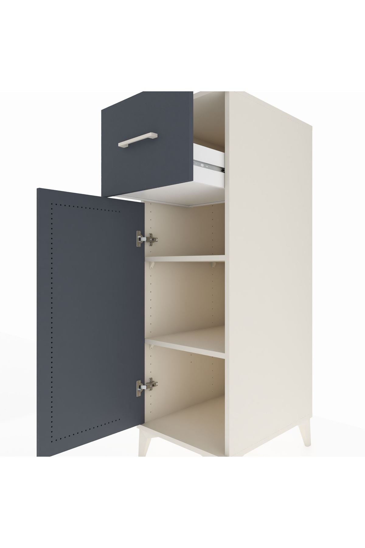 Kronos Dolap 2 Raflı Tek Çekmeceli Tek Kapaklı 44x59x134 Aytaşı-Antrasit