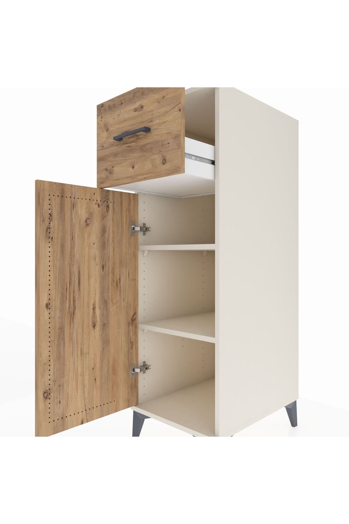 Kronos Dolap 2 Raflı Tek Çekmeceli Tek Kapaklı 44x59x134 Aytaşı-Çam