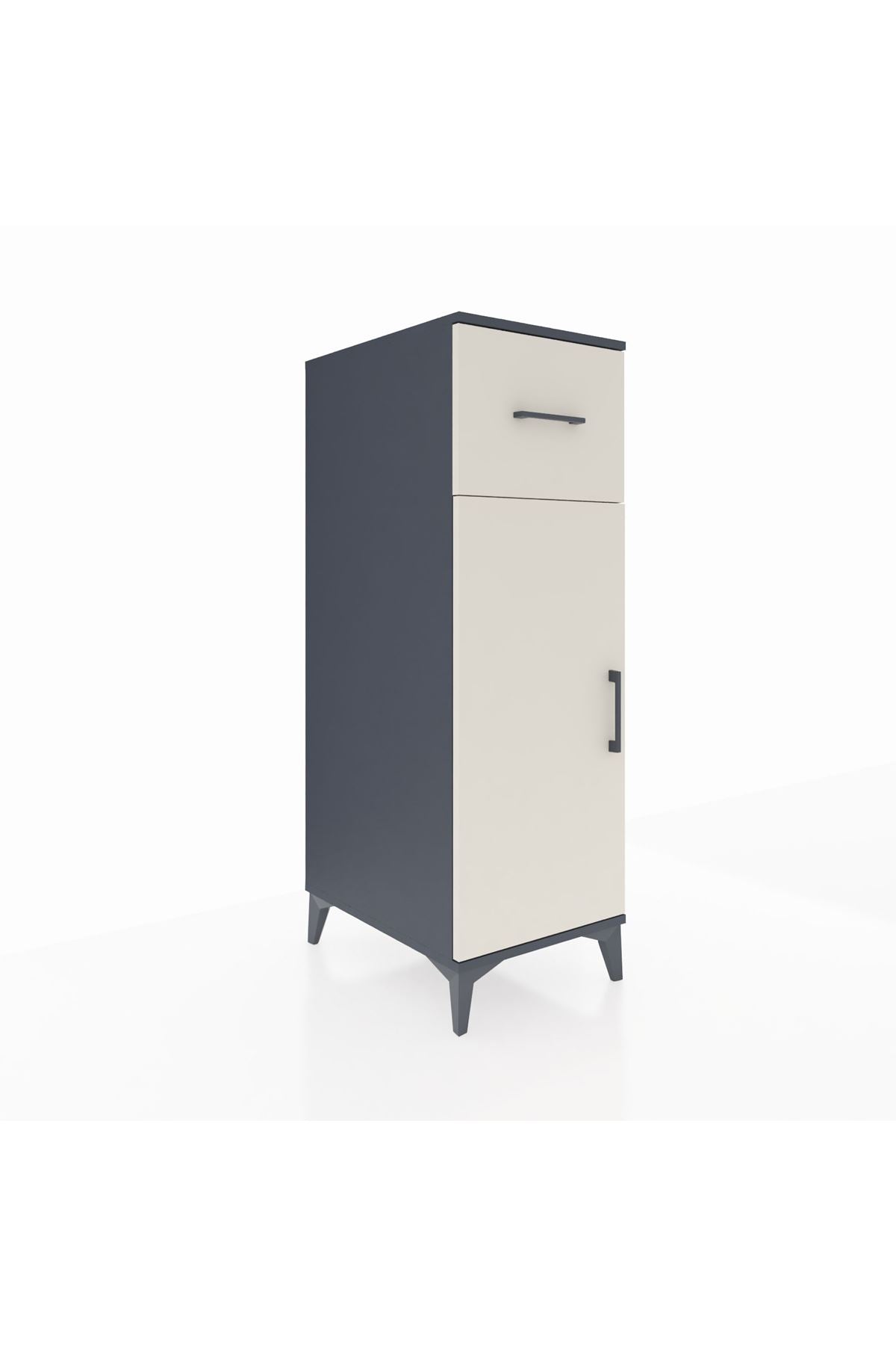 Kronos Dolap 2 Raflı Tek Çekmeceli Tek Kapaklı 44x59x134 Antrasit-Aytaşı