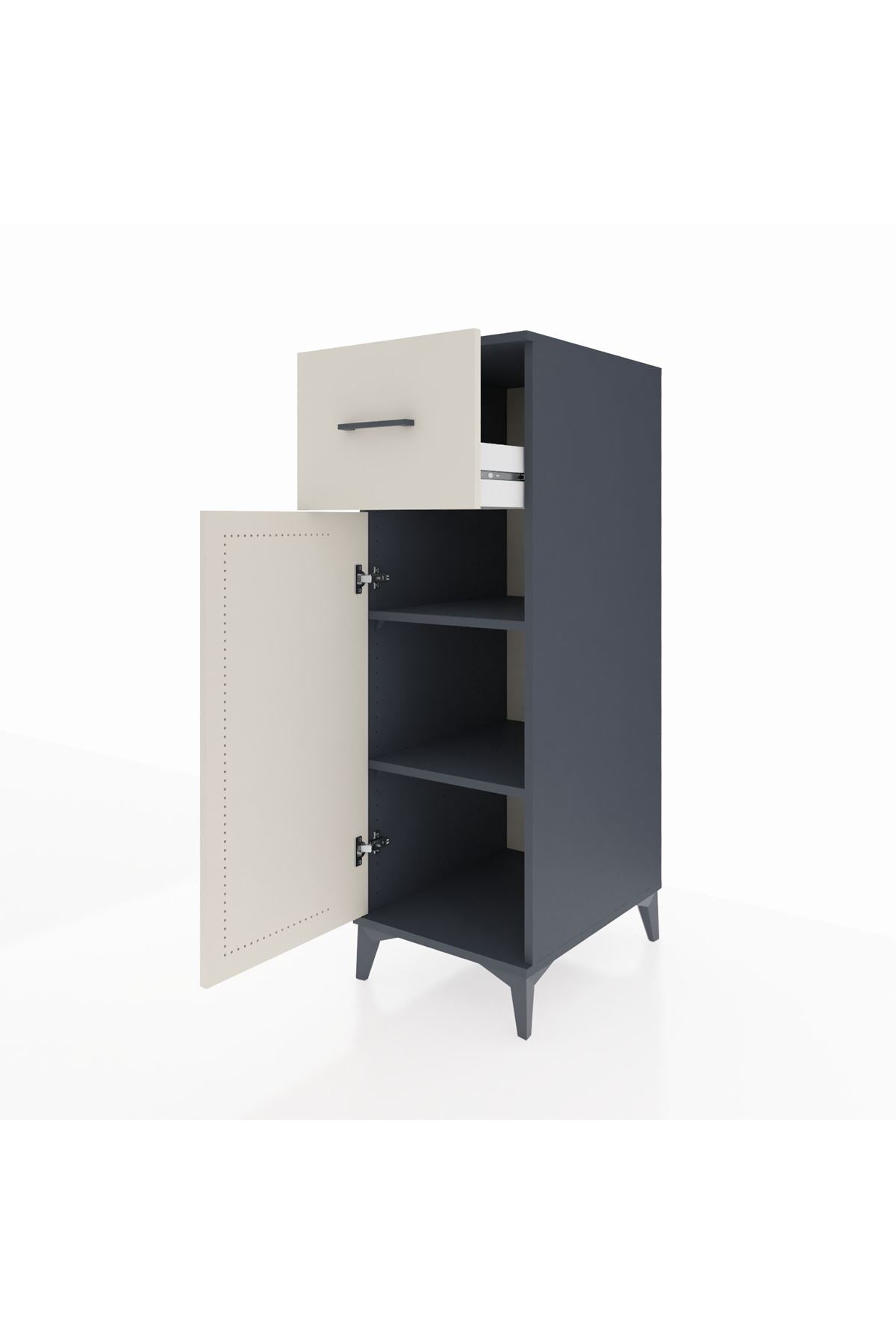 Kronos Dolap 2 Raflı Tek Çekmeceli Tek Kapaklı 44x59x134 Antrasit-Aytaşı