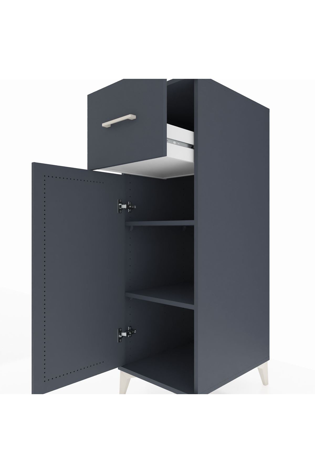 Kronos Dolap 2 Raflı Tek Çekmeceli Tek Kapaklı 44x59x134 Antrasit-Antrasit