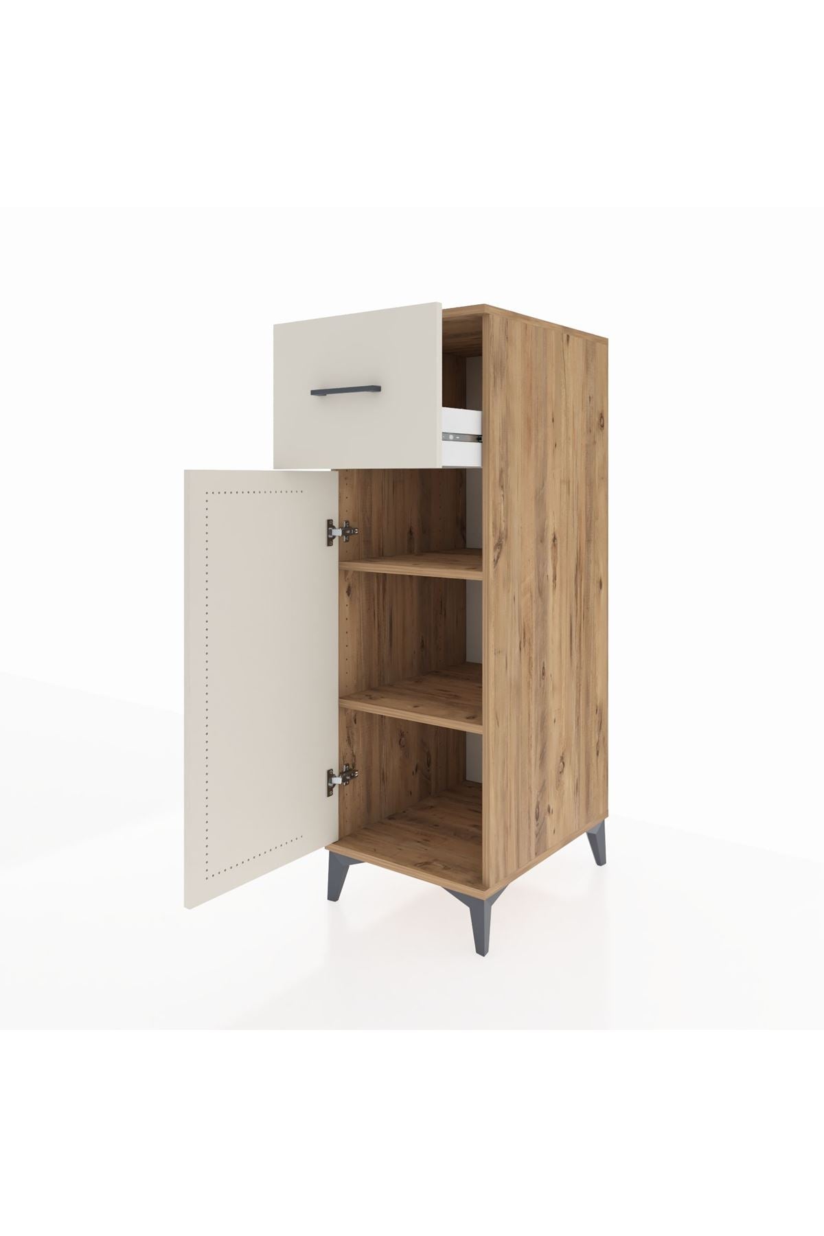 Kronos Dolap 2 Raflı Tek Çekmeceli Tek Kapaklı 44x59x134 Çam-Aytaşı