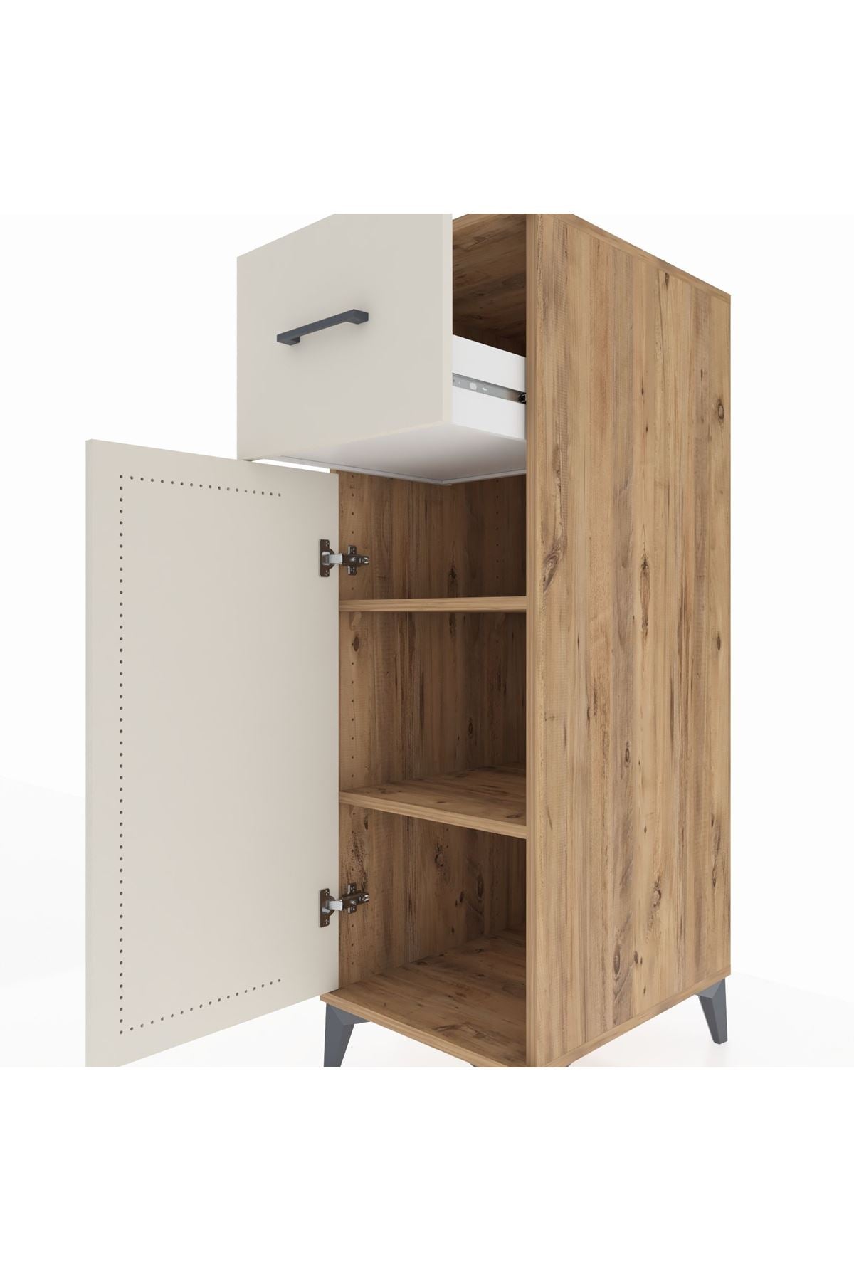 Kronos Dolap 2 Raflı Tek Çekmeceli Tek Kapaklı 44x59x134 Çam-Aytaşı