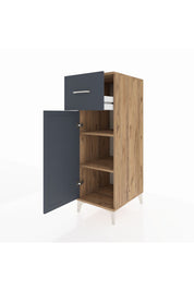 Kronos Dolap 2 Raflı Tek Çekmeceli Tek Kapaklı 44x59x134 Çam-Antrasit