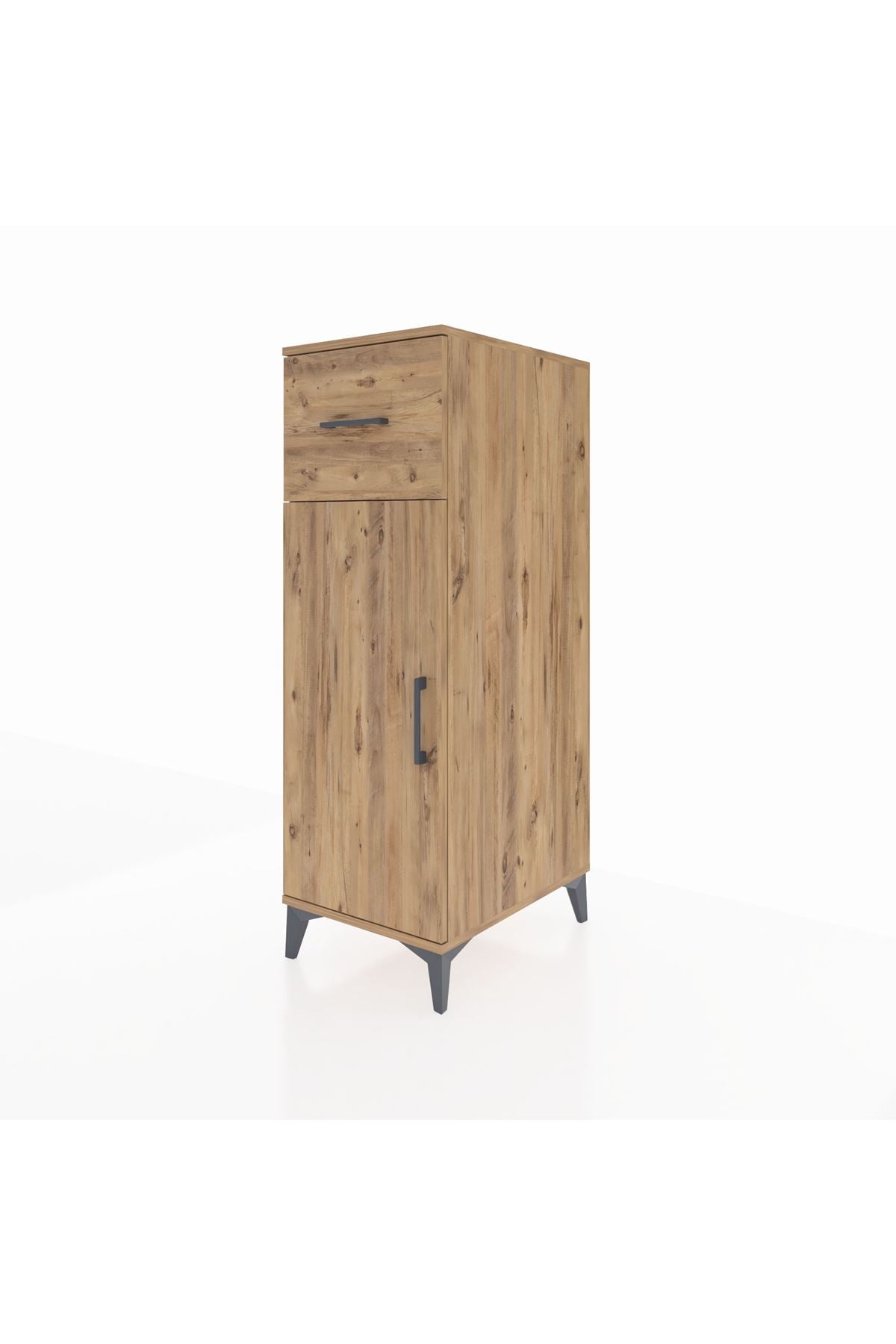 Kronos Dolap 2 Raflı Tek Çekmeceli Tek Kapaklı 44x59x134 Çam-Çam