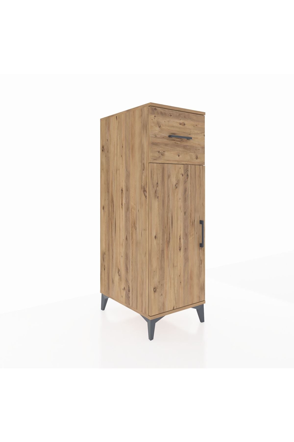 Kronos Dolap 2 Raflı Tek Çekmeceli Tek Kapaklı 44x59x134 Çam-Çam