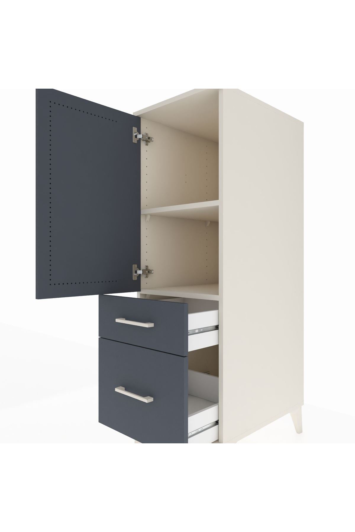 Kronos Dolap 2 Raflı 2 Çekmeceli Tek Kapaklı 44x59x134 Aytaşı-Antrasit