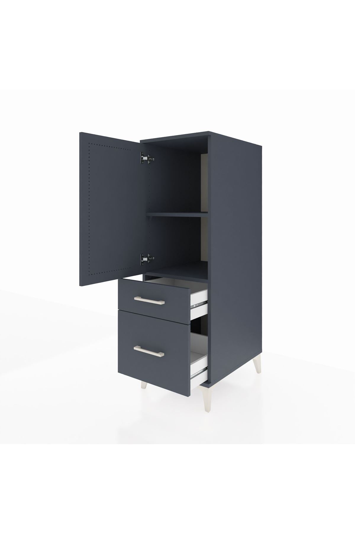 Kronos Dolap 2 Raflı 2 Çekmeceli Tek Kapaklı 44x59x134 Antrasit-Antrasit