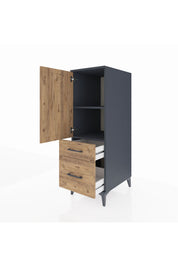 Kronos Dolap 2 Raflı 2 Çekmeceli Tek Kapaklı 44x59x134 Antrasit-Çam