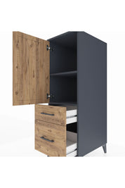 Kronos Dolap 2 Raflı 2 Çekmeceli Tek Kapaklı 44x59x134 Antrasit-Çam