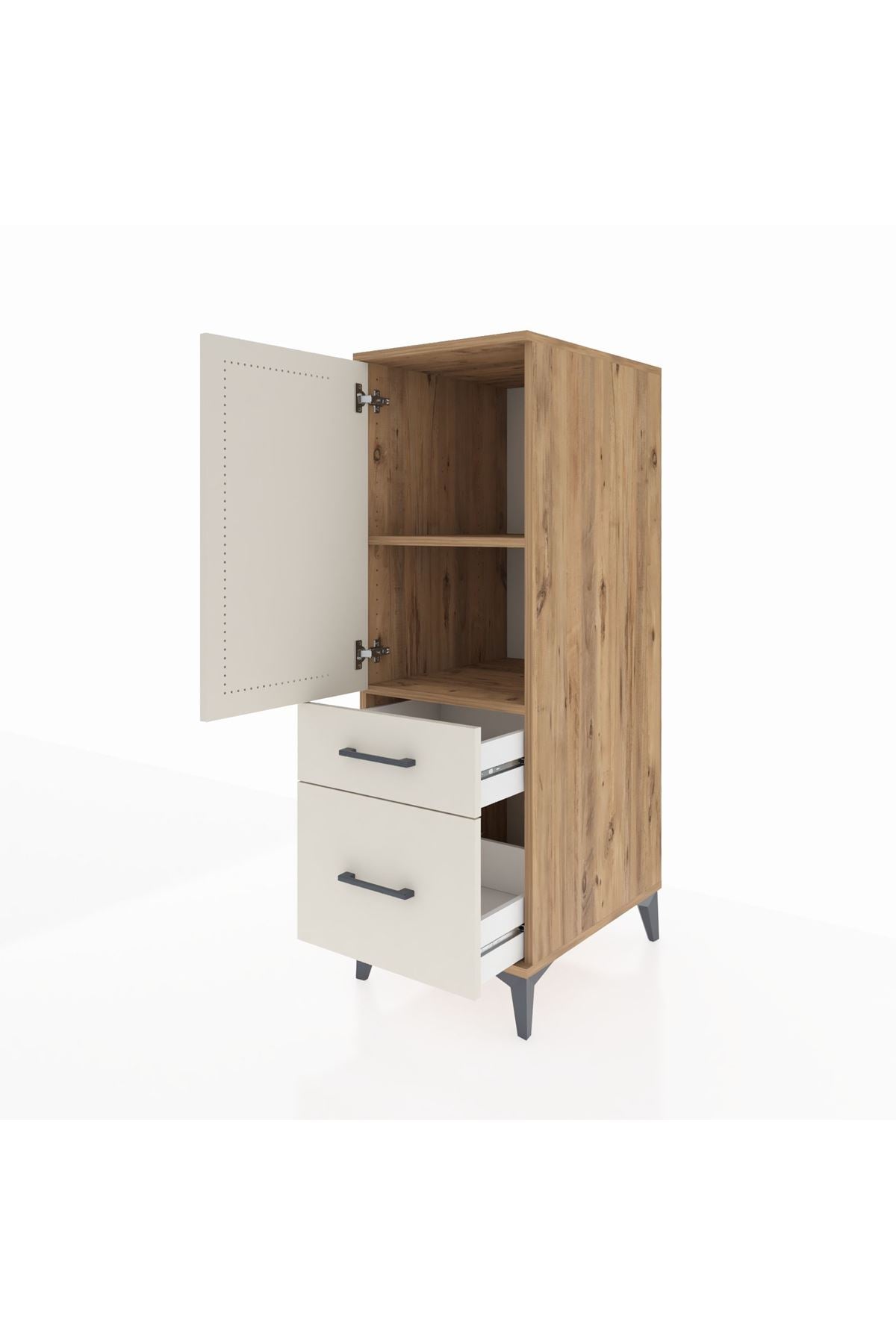 Kronos Dolap 2 Raflı 2 Çekmeceli Tek Kapaklı 44x59x134 Çam-Aytaşı