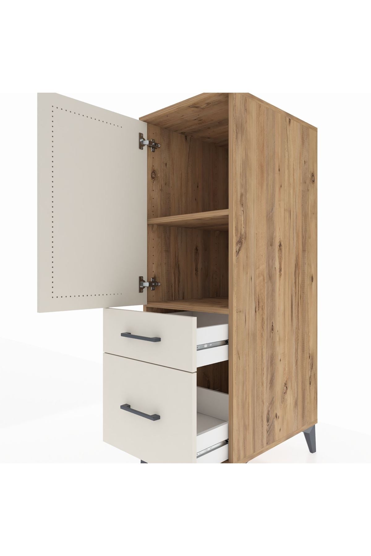 Kronos Dolap 2 Raflı 2 Çekmeceli Tek Kapaklı 44x59x134 Çam-Aytaşı