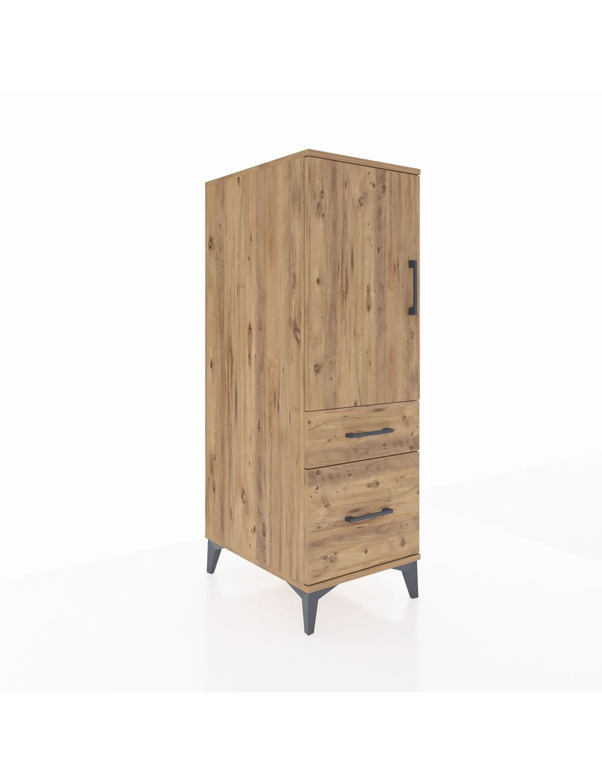 Kronos Dolap 2 Raflı 2 Çekmeceli Tek Kapaklı 44x59x134 Çam-Çam