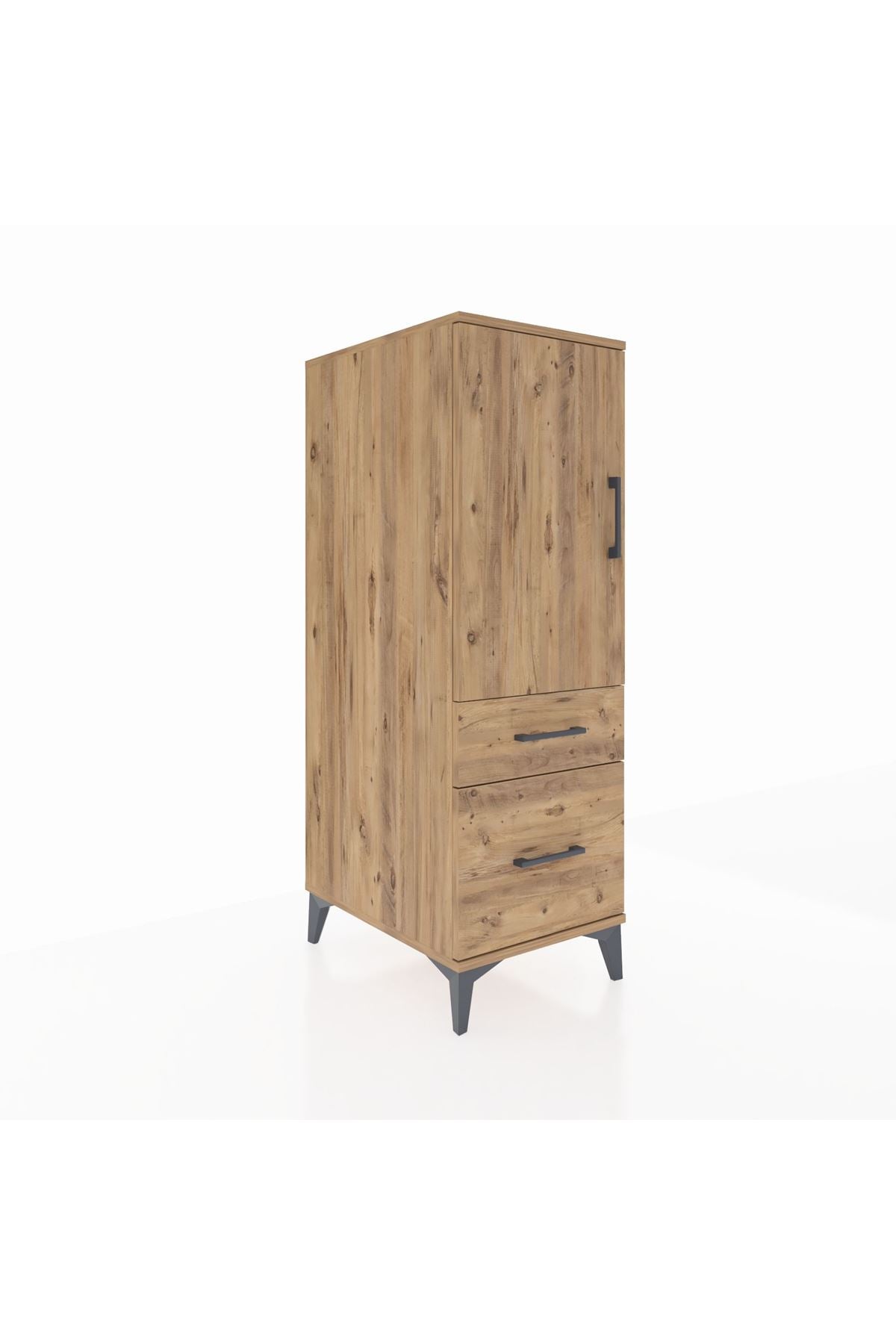 Kronos Dolap 2 Raflı 2 Çekmeceli Tek Kapaklı 44x59x134 Çam-Çam