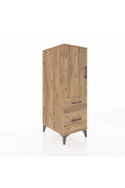 Kronos Dolap 2 Raflı 2 Çekmeceli Tek Kapaklı 44x59x134 Çam-Çam