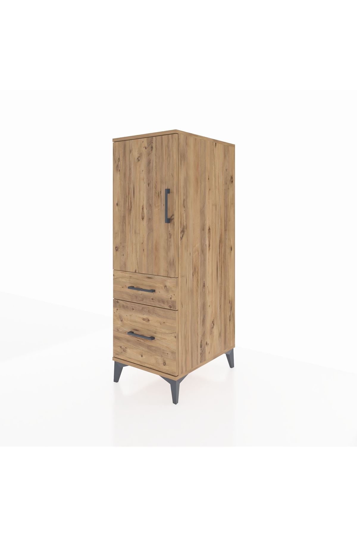 Kronos Dolap 2 Raflı 2 Çekmeceli Tek Kapaklı 44x59x134 Çam-Çam